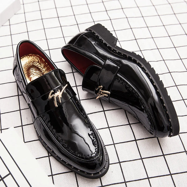 Elegant Men's Pointed Toe Dress Shoes – Luxurious Patent Leather Oxfords for Wedding and Party Occasions, Perfect for Office & Career Events